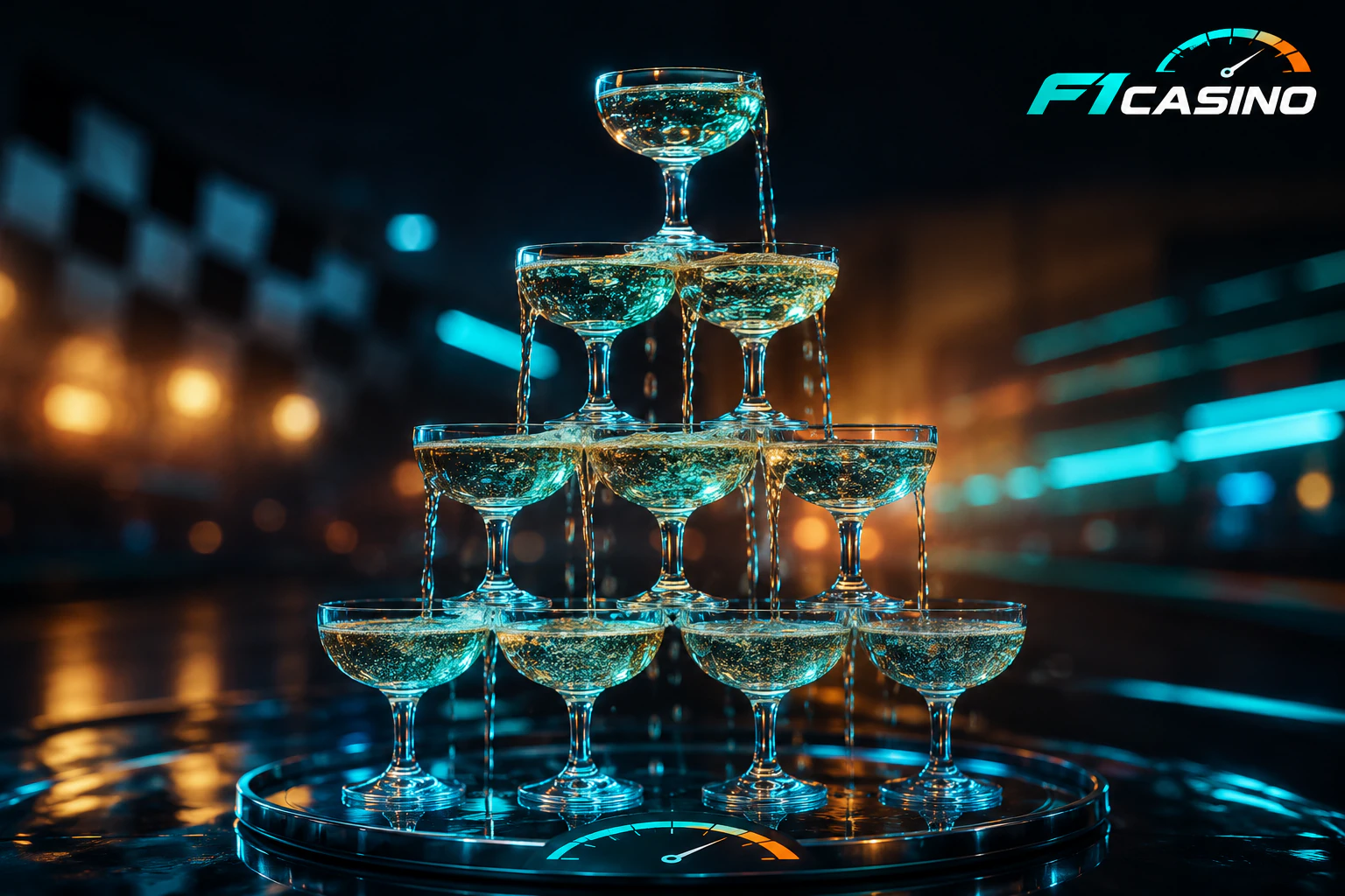 F1Casino şampanya kulesi kutlama kazanç
